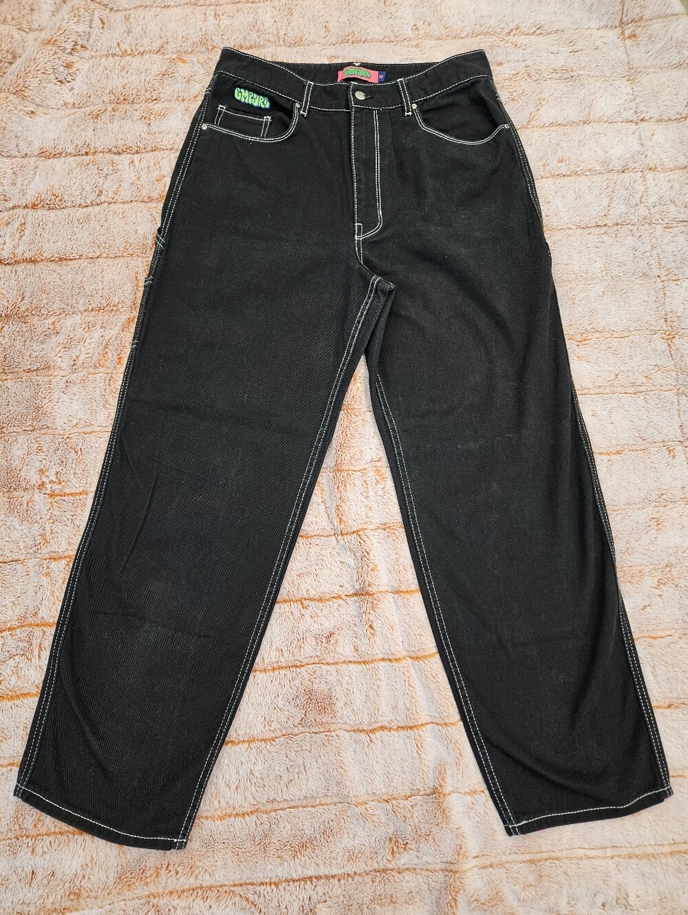 Empyre Relaxed Black Jeans with White Contrast Stitching